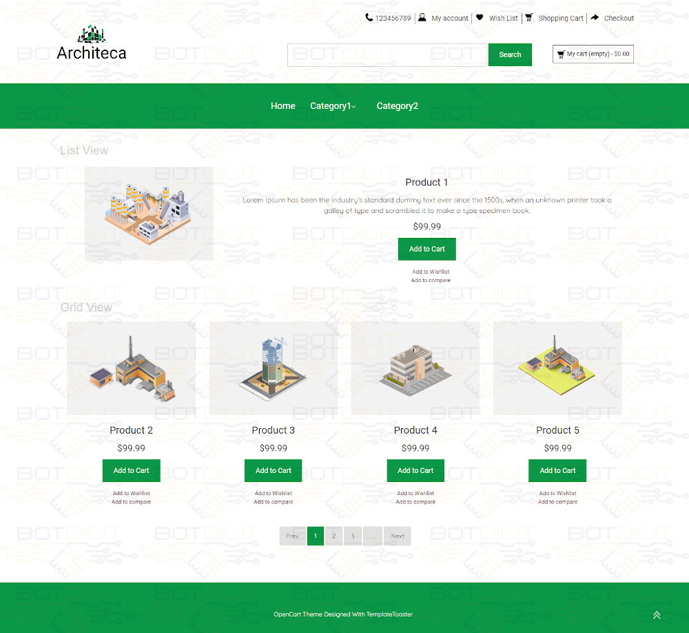 Architeca – Online Architecture Building Model Store OpenCart Theme